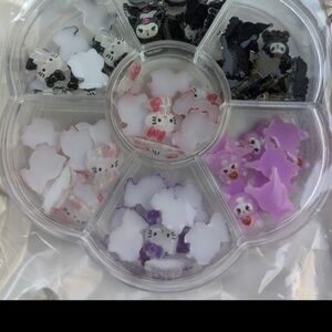 Small Pet Nail Art Decoration Set - Black, White, Purple